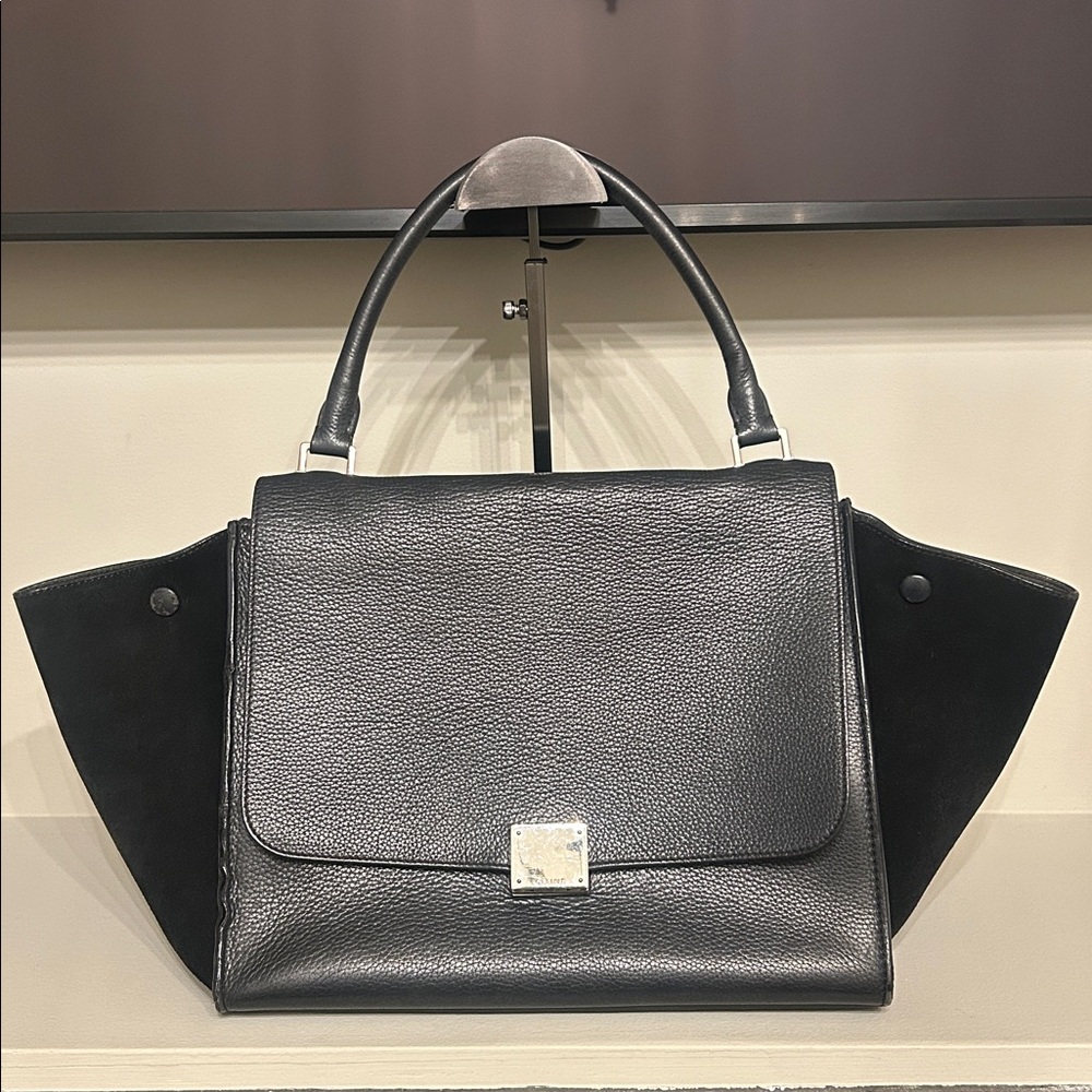 Celine Trapeze Black Leather Handbag